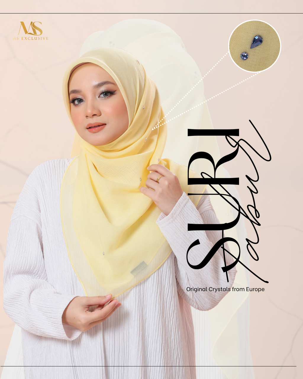 Tudung Bawal Tabur Suri Crystal SWA (Bawal No 1)
