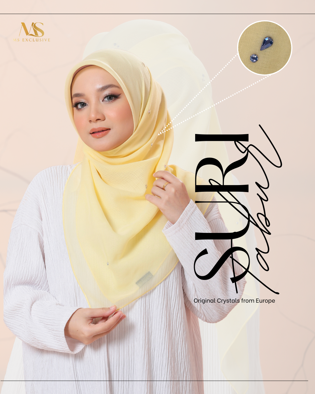 Tudung Bawal Tabur Suri Crystal SWA (Bawal No 1)