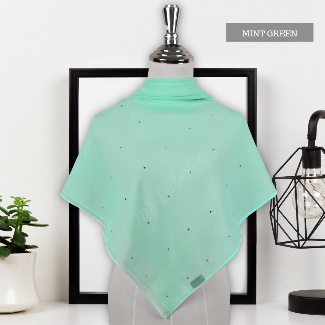 Tudung Bawal Tabur Crystal AB Premium (Bawal No 1)